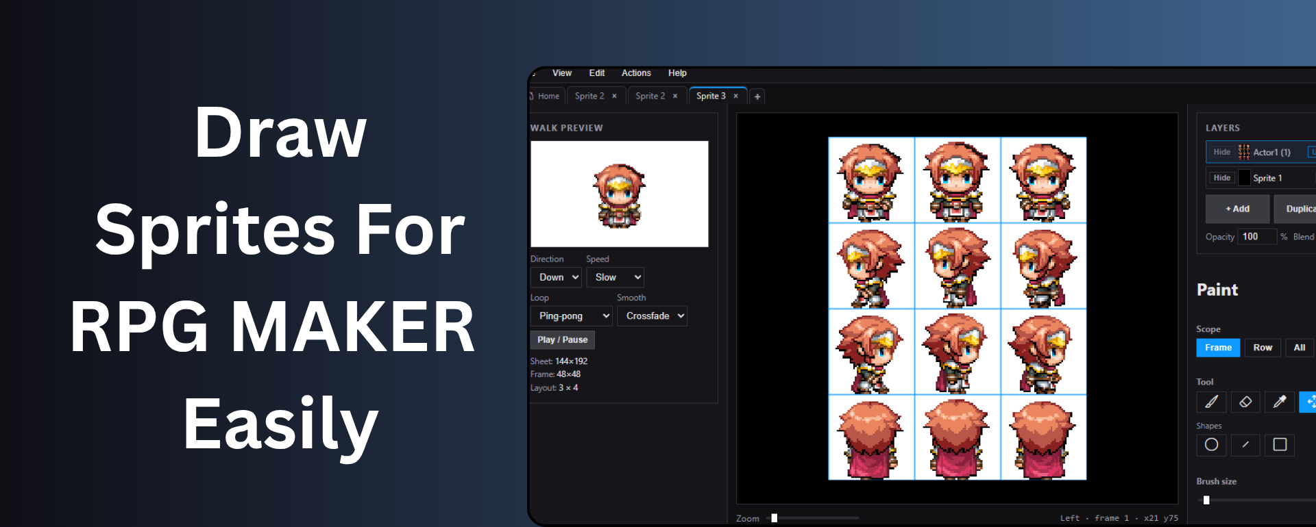Actor Maker — Draw RPG Maker MV/MZ Characters & Sprite Sheets Easily