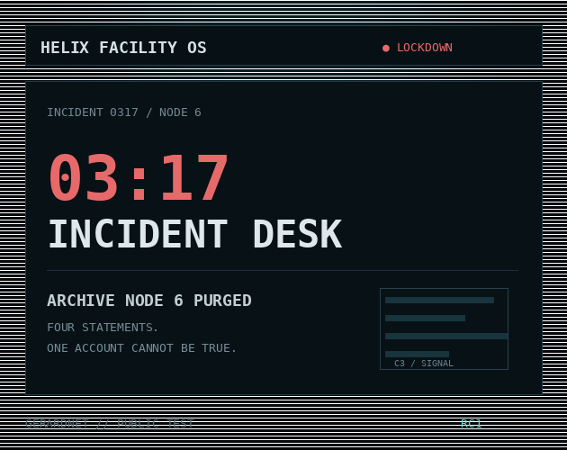Cover image for 03:17 — Incident Desk