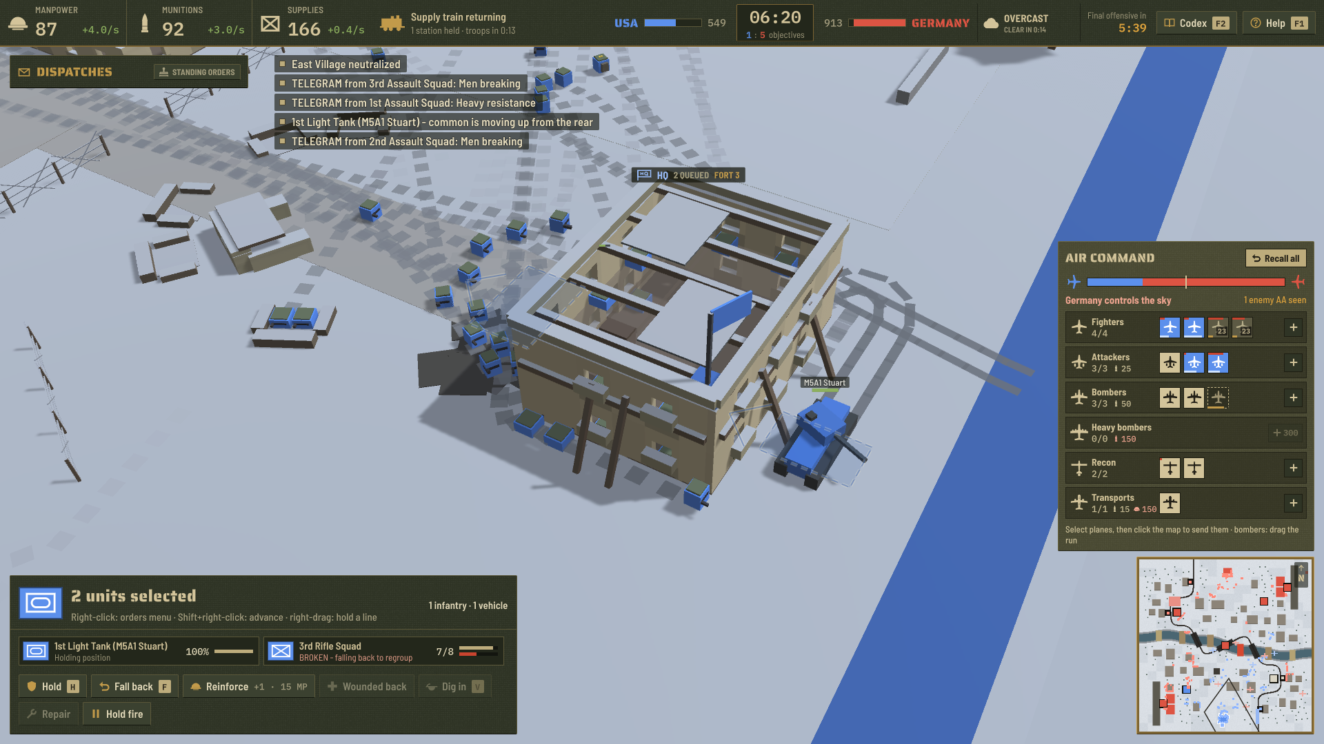 Winter battle around a fortified HQ