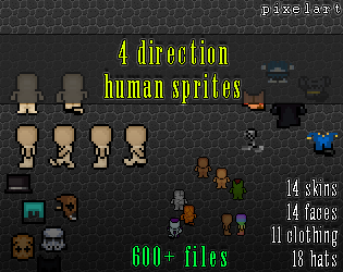 pixel-art 4 direction human sprites