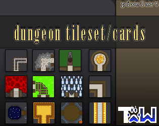 pixel-art 390 dungeon tileset / cards