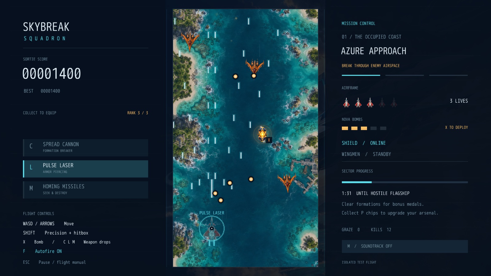 Actual sortie with pulse laser equipped after collecting a weapon crate.
