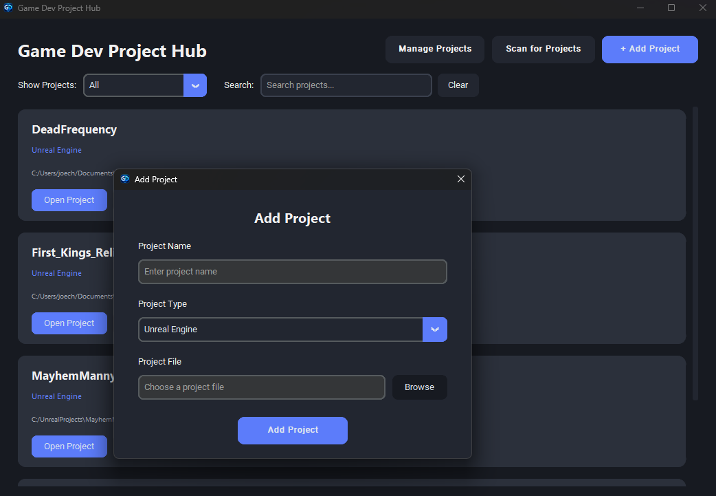 Game Dev Project Hub