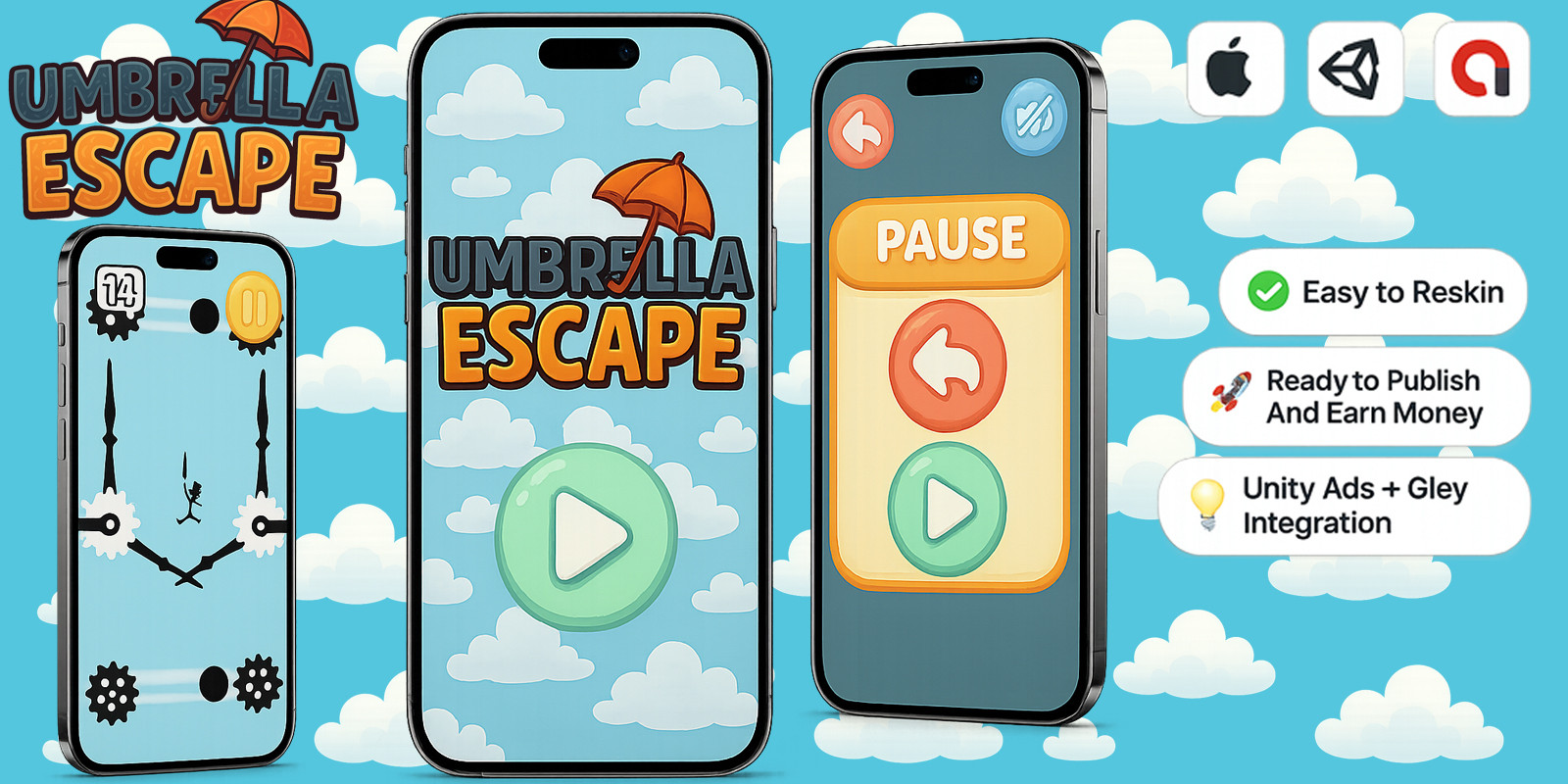 Io Unity Source Code Umbrella Escape - Unity Source Code - 2D Game by Premium Developer