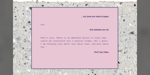 Cover image for a website is a zine