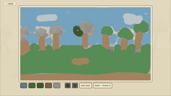 Painting trees and a mountain landscape