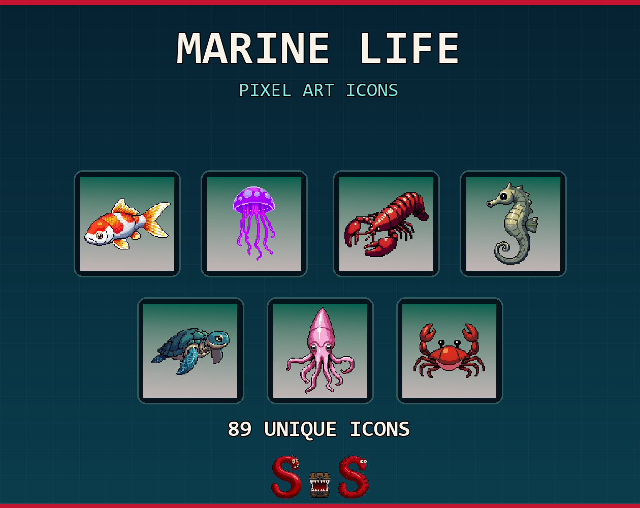 Bootstrap File Icons Marine Life Pixel Art Icons by SpriteStash