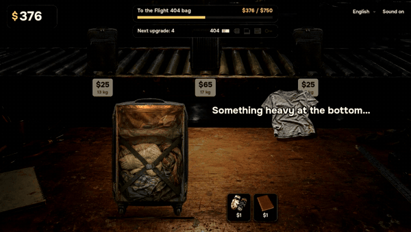 A stack of hundreds at the bottom of a $25 bag