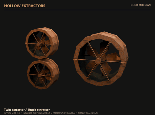 Hollow twin and single extractor fans with included rotor animation