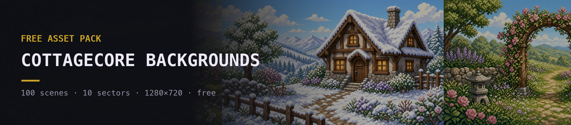Cottagecore Backgrounds - 100 Free Pixel Art Plates, 1280x720