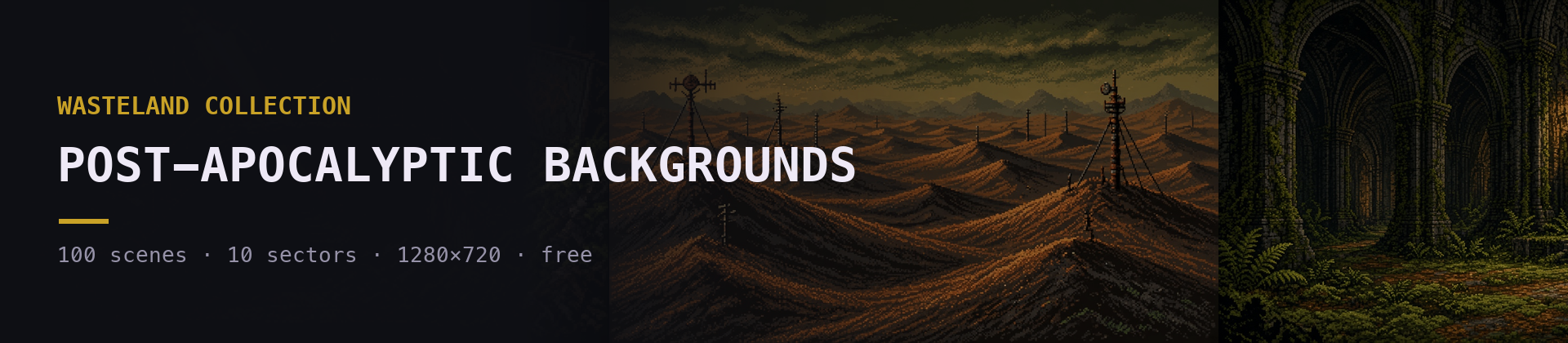 Post-Apocalyptic Backgrounds - 100 Free Pixel Art Plates, 1280x720