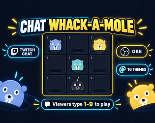 Twitch Chat Whack-a-Mole for OBS | Viewers Type 1-9 to Play | 16 Themes | Browser Source game screenshot