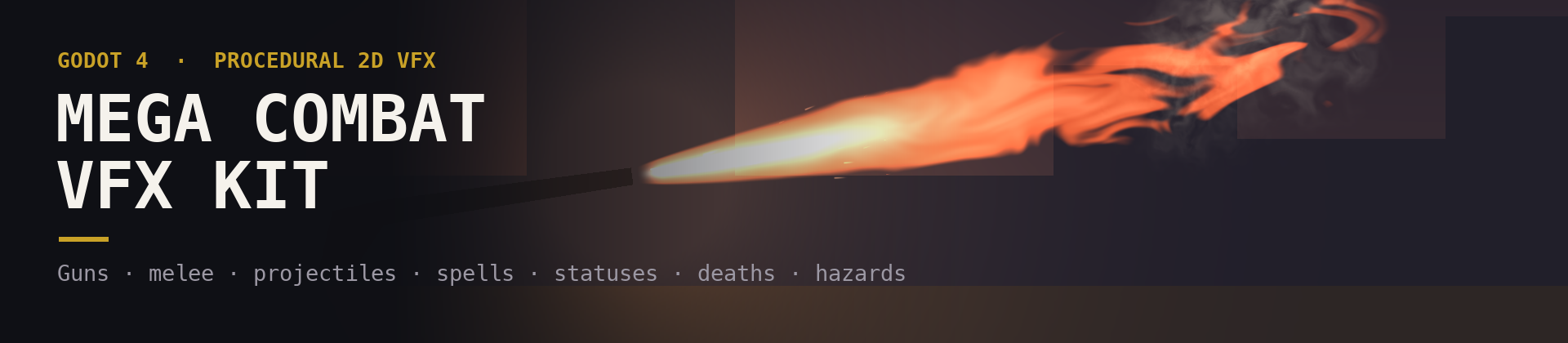 Mega Combat VFX Kit - 214 Procedural 2D Effects for Godot 4