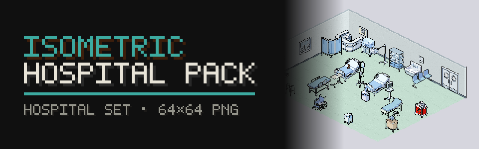 Isometric Hospital Pack: 54 Sprites (32 Objects + Room Set)