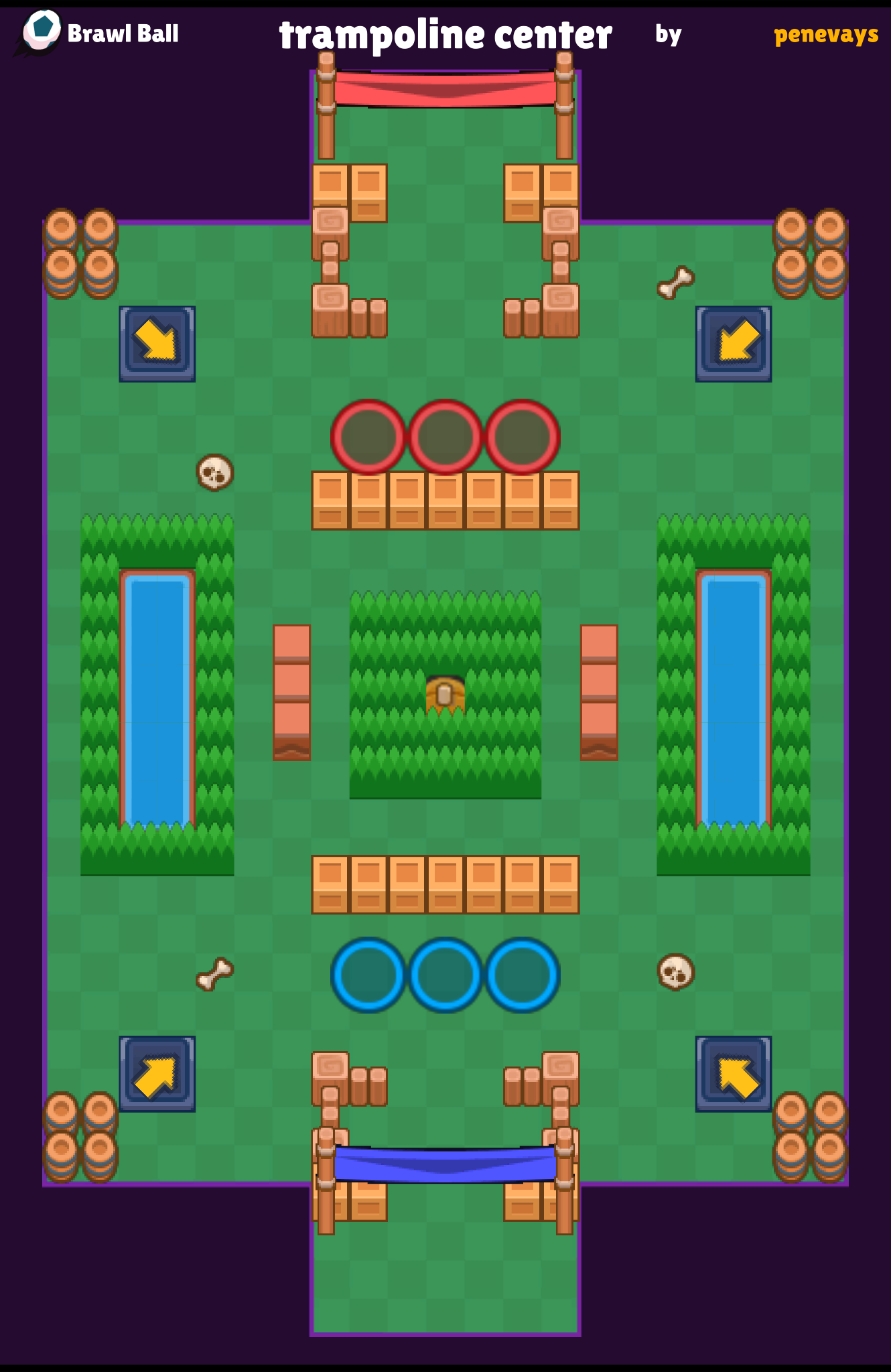 My map for Brawl Ball   Name of map: trampoline center  My tag in game:#P9PY9P028 Map:P2lkPUFFRjc4Mjc3OUM0ODgxNjkmbWFwPVRVRlFYekZuYkhaWg==