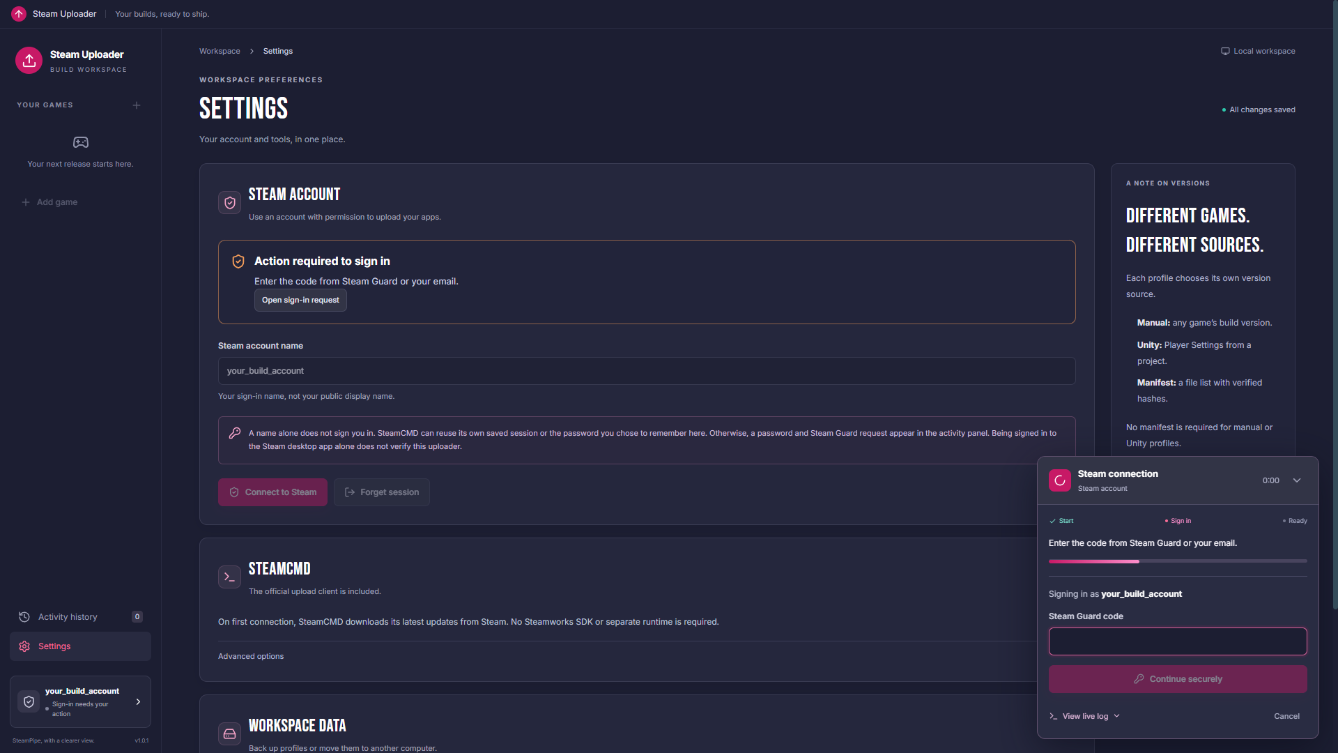 04. An example Steam Guard code request.