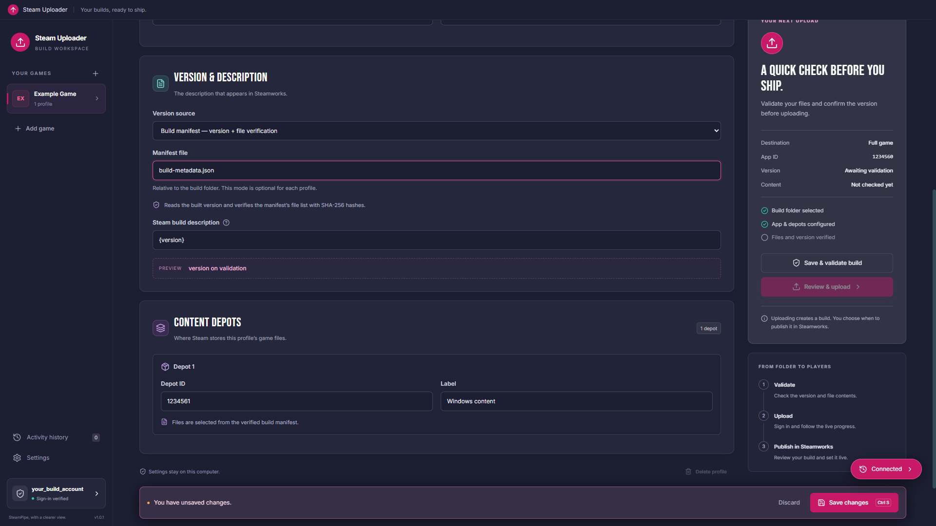 13. Configure a manifest only for games that produce the supported format.