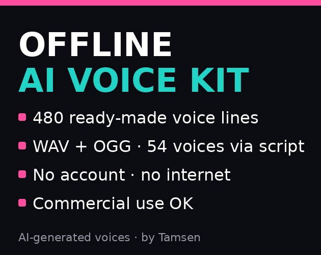 Offline AI Voice Kit — 480 game voice lines + offline TTS by asktamsen
