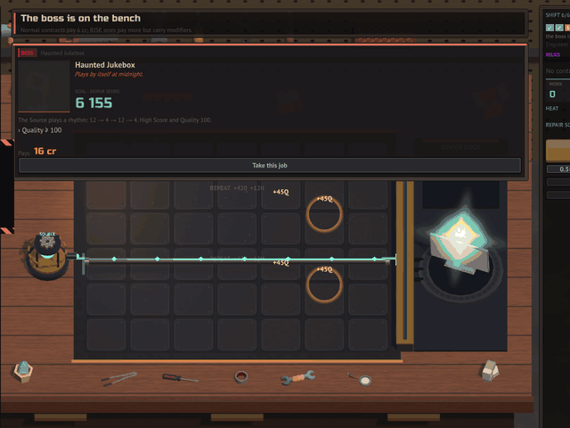 Shift 6 of 6: the Haunted Jukebox. A huge score, but not enough Quality &mdash; NOT REPAIRED