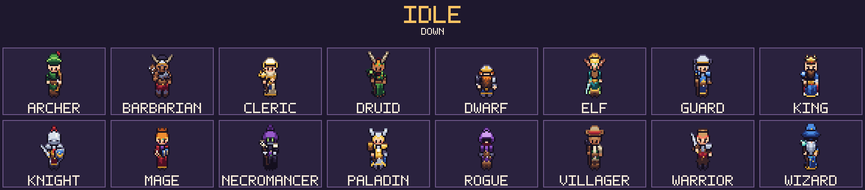 Animated pixel art characters from the collection
