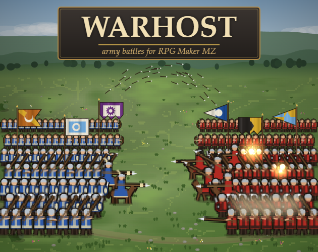 Cover image for Warhost - Army Battles for RPG Maker MZ: Drawn Soldiers, Generated Banners, Formations