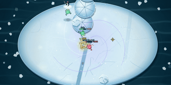 Frogs clash inside a swirling vortex