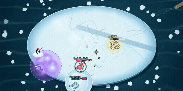 Frogs scramble for space as the ice breaks apart