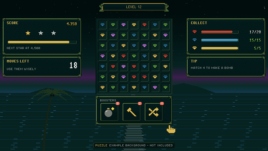 Tropical Night UI - Pixel Art GUI & HUD Pack by Brunka Games