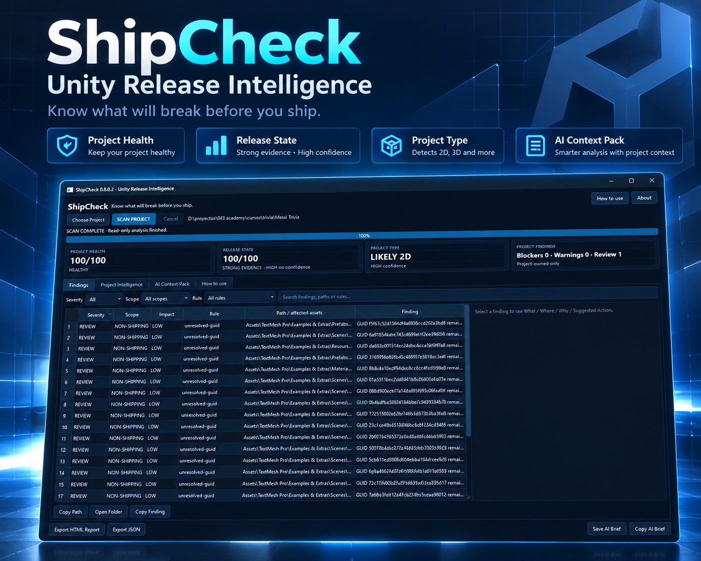Cover image for ShipCheck — Unity Release Intelligence