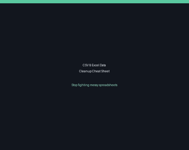 Cover image for CSV & Excel Data Cleanup Cheat Sheet