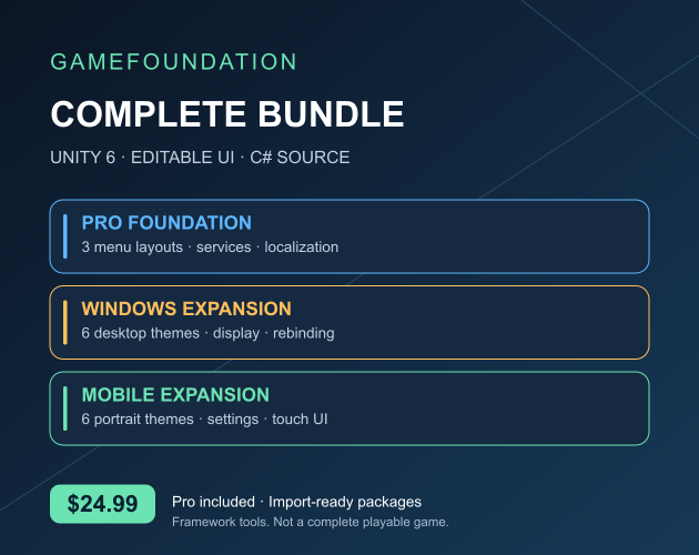 Cover image for GameFoundation Complete Bundle — Pro + Windows + Mobile