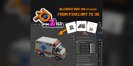 Cover image for PixZels for Blender. Blender add-on (plugin)