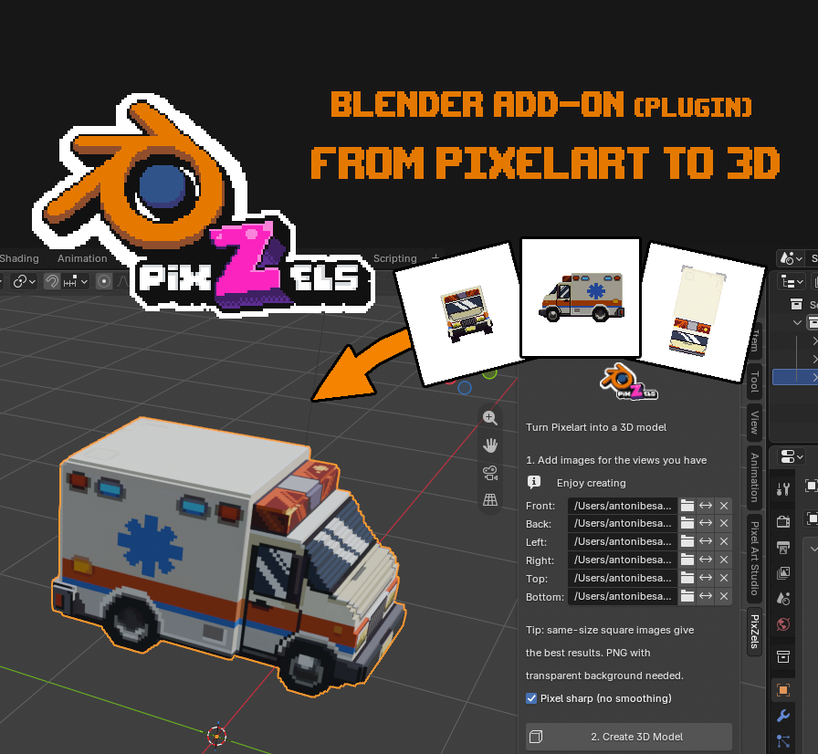 Cover image for PixZels for Blender. Blender add-on (plugin)