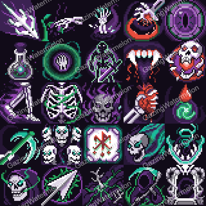 Shadow necromancer icon pack(32*32) by GazingWatermelon
