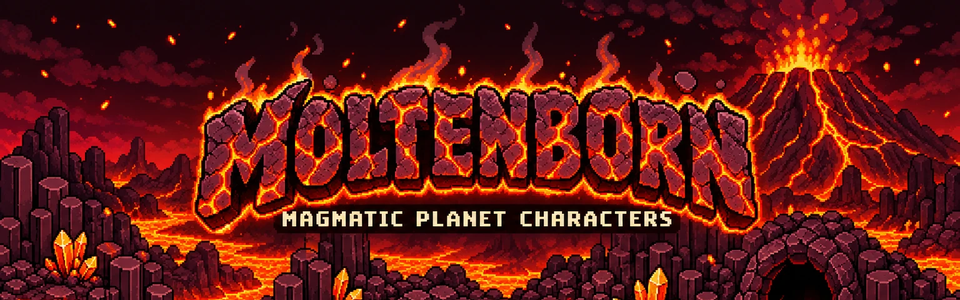 Moltenborn — Top-Down Volcanic Pixel Art Characters