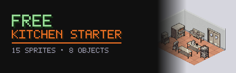 Isometric Restaurant Kitchen Starter: 15 Free Sprites (8 Objects + Room Set)