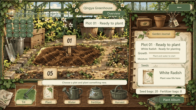 English gameplay: sowing white radish seeds