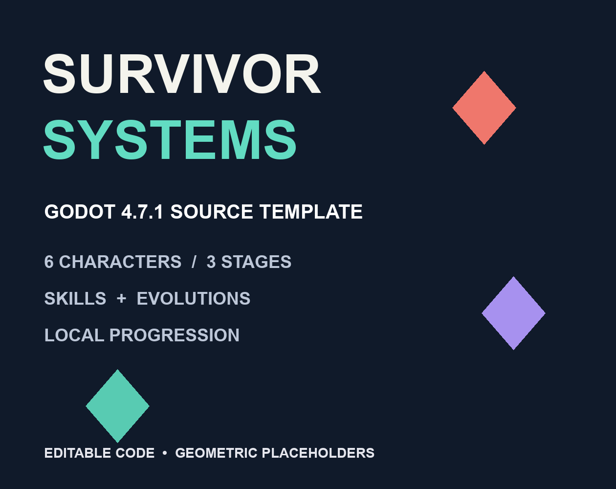Cover image for Survivor Systems — Godot Arena Survival Source Template