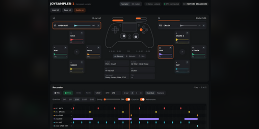 Cover image for JOYSAMPLER-1 — gamepad sampler with AI kit maker