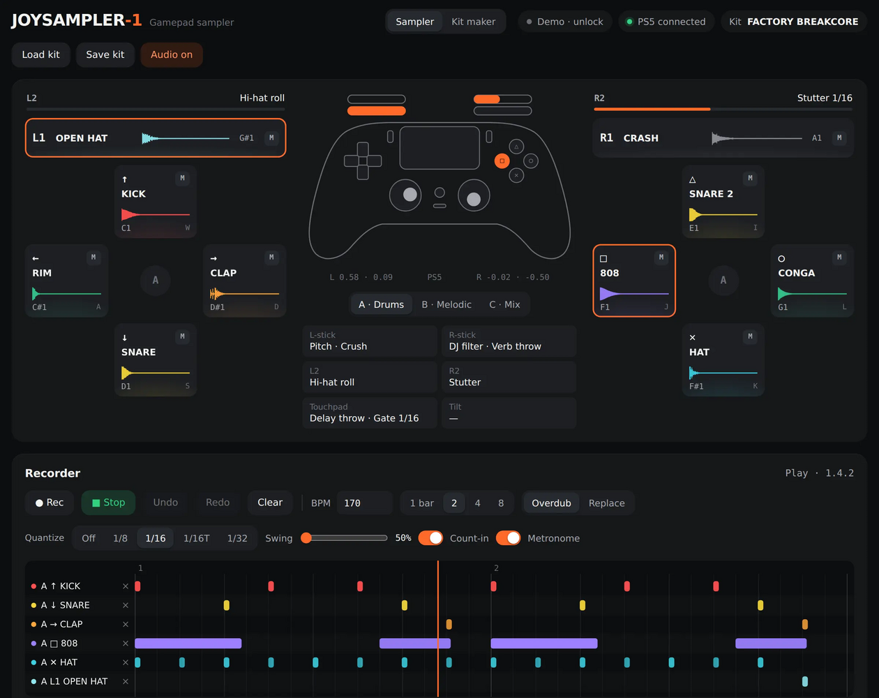 Cover image for JOYSAMPLER-1 — gamepad sampler with AI kit maker