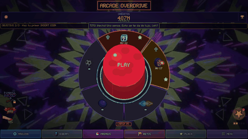 Pulsando el botón PLAY de Arcade Overdrive