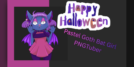 Cover image for Happy Halloween! Pastel Goth Bat girl PNGTuber! For PNGTuber remix!