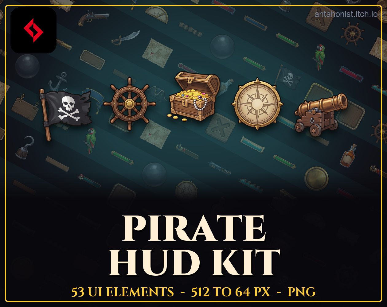 Fusing Rope Ends 53 Pirate HUD Kit - Game UI Elements by Antahonist