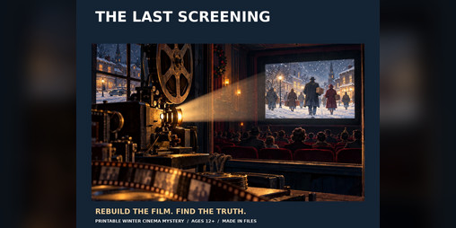 Cover image for The Last Screening — Printable Winter Cinema Mystery