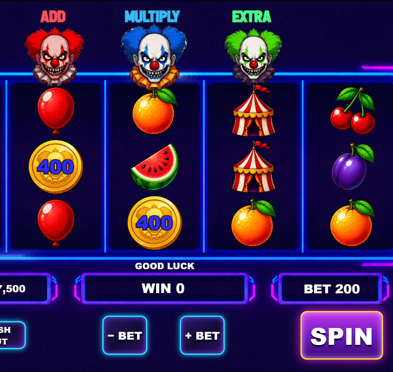Cover image for 3 Creepy Clowns: Hold N Win Slot Game