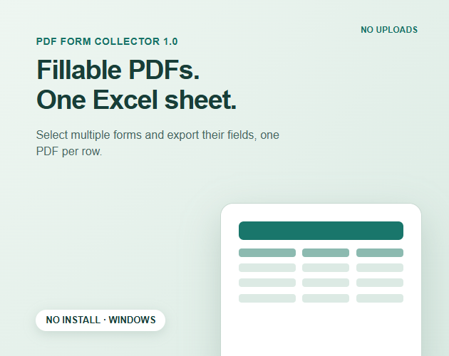 Cover image for PDF Form Collector - Fillable PDF to Excel