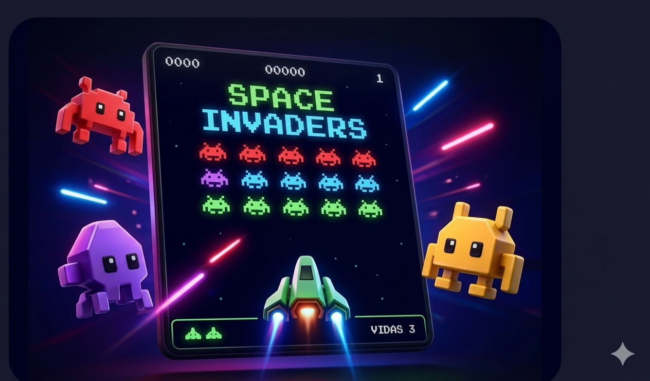 Cover image for Retro Neon Space Invaders 2D