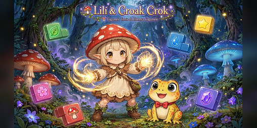 Cover image for Lili & Croak Crok - Cogumelo Tetris da Floresta Cogumelo
