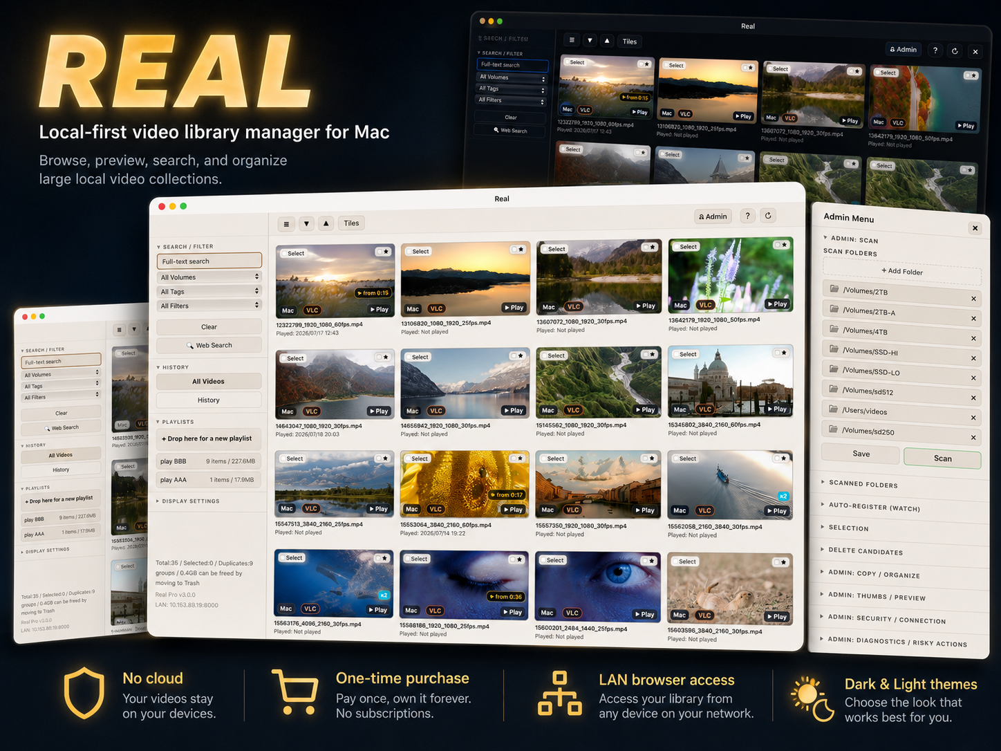 Cover image for REAL - Local Video Library Manager for macOS