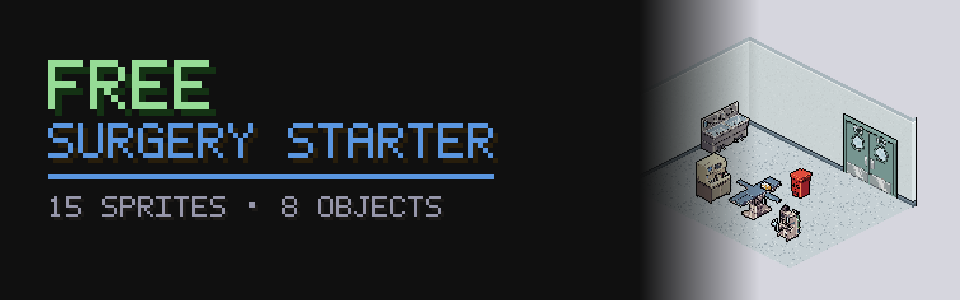 Isometric Hospital: Surgery & Lab Starter: 15 Free Sprites (8 Objects + Room Set)